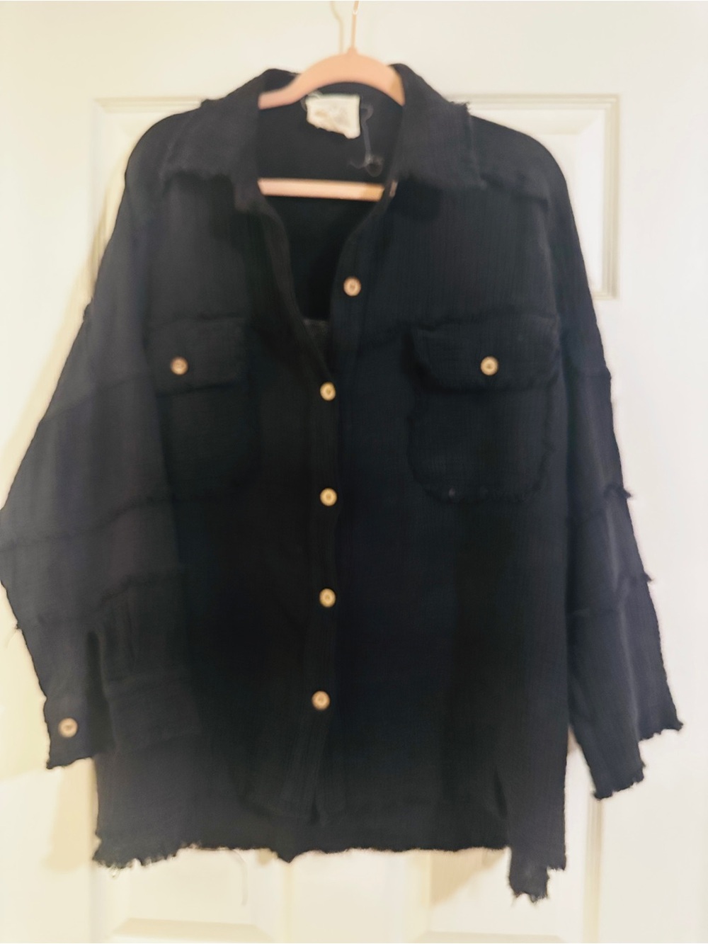 Fantastic Fawn Black Button-Front Women’s Shirt Jacket - Picture 2 of 2